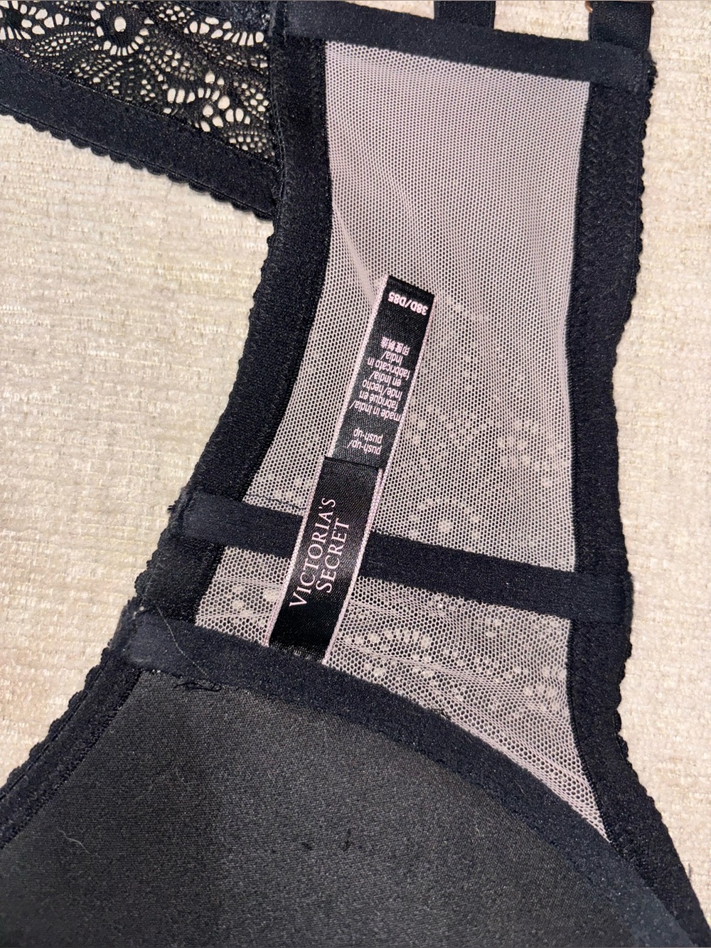 Victoria’s Secret 38D Very Sexy Black Lace Caged Racerback Push Up Bra Romance - Picture 6 of 16